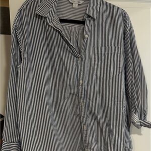 Old Navy Navy and White Striped Men's Shirt